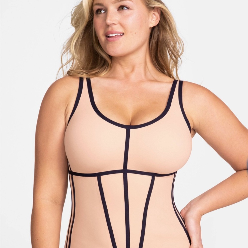 HONEYLOVE Boldness Tank Top Compression Shaping Layer Wireless Sculpt Rose Tan
